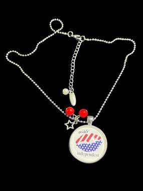 Red. White & Blue 'Miss Independent' Pendant Necklace